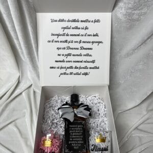 Set cadou personalizat pentru cerere nași de botez – Whiskey, 2 pahare și placă acrilică personalizată