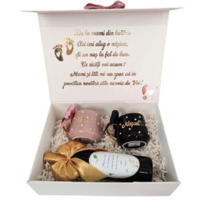 Set Cadou pentru Nași de Botez – Cană Nașa & Nașul + Vin
