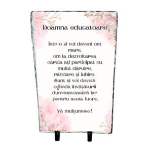 Placă ardezie cu mesaj de mulțumire pentru educatoare– cadou emoționant
