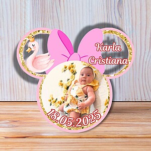 Mărturii Magnetice Personalizate pentru Botez – cu Săculeț de Organza Inclus Model 4