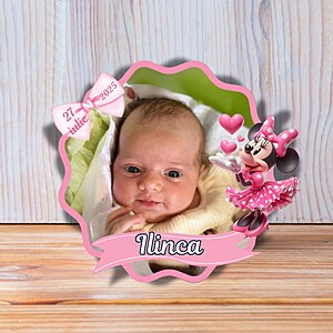 Mărturii Magnetice Personalizate pentru Botez – cu Săculeț de Organza Inclus Model 6