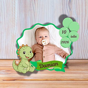 Mărturii Magnetice Personalizate pentru Botez – cu Săculeț de Organza Inclus Model 9