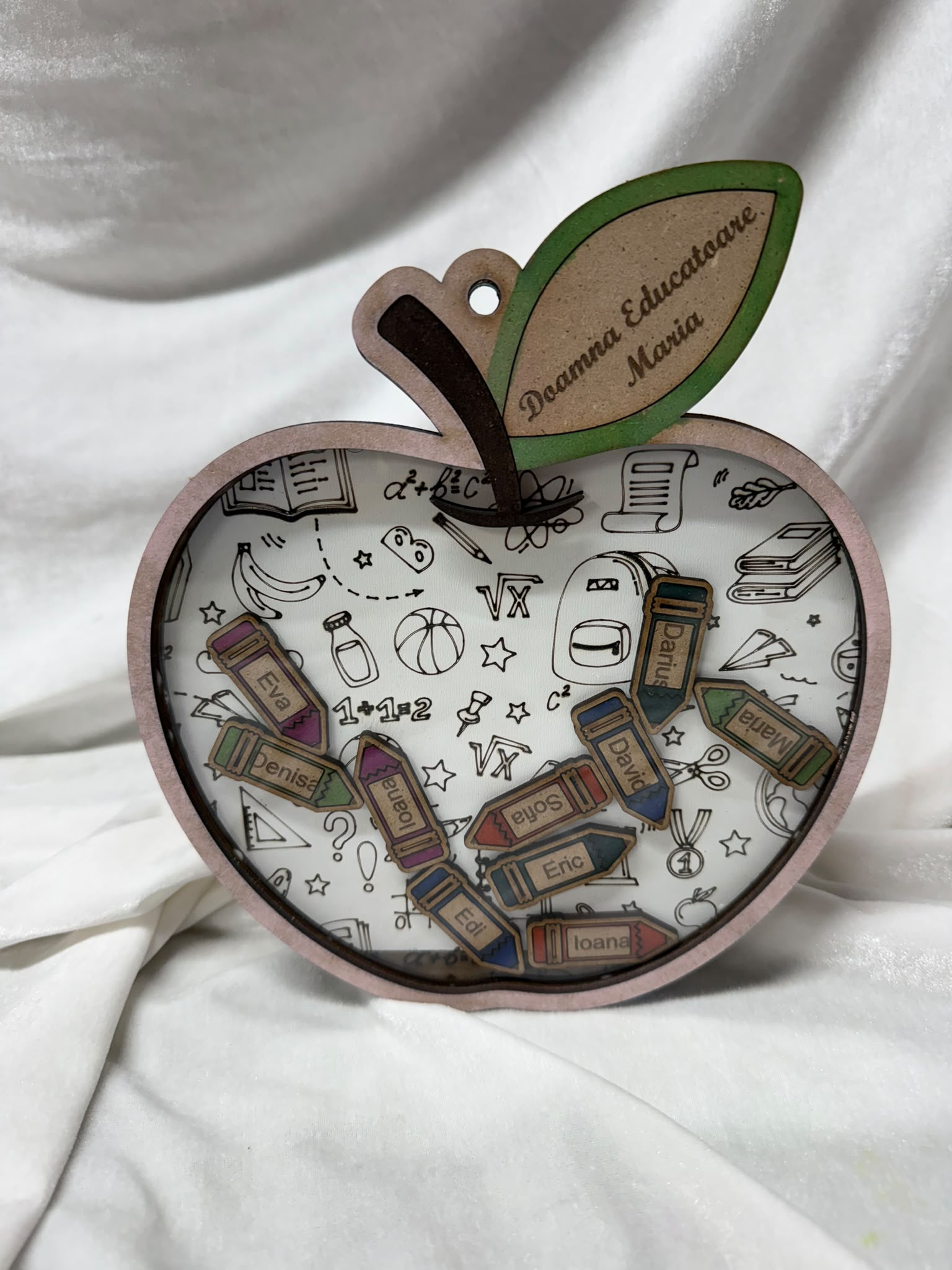 Cadou Personalizat pentru Educatoare, Măr Decorativ cu Numele Copiilor, Suvenir de Sfârșit de An Grădiniță, Mulțumire pentru Doamna Educatoare