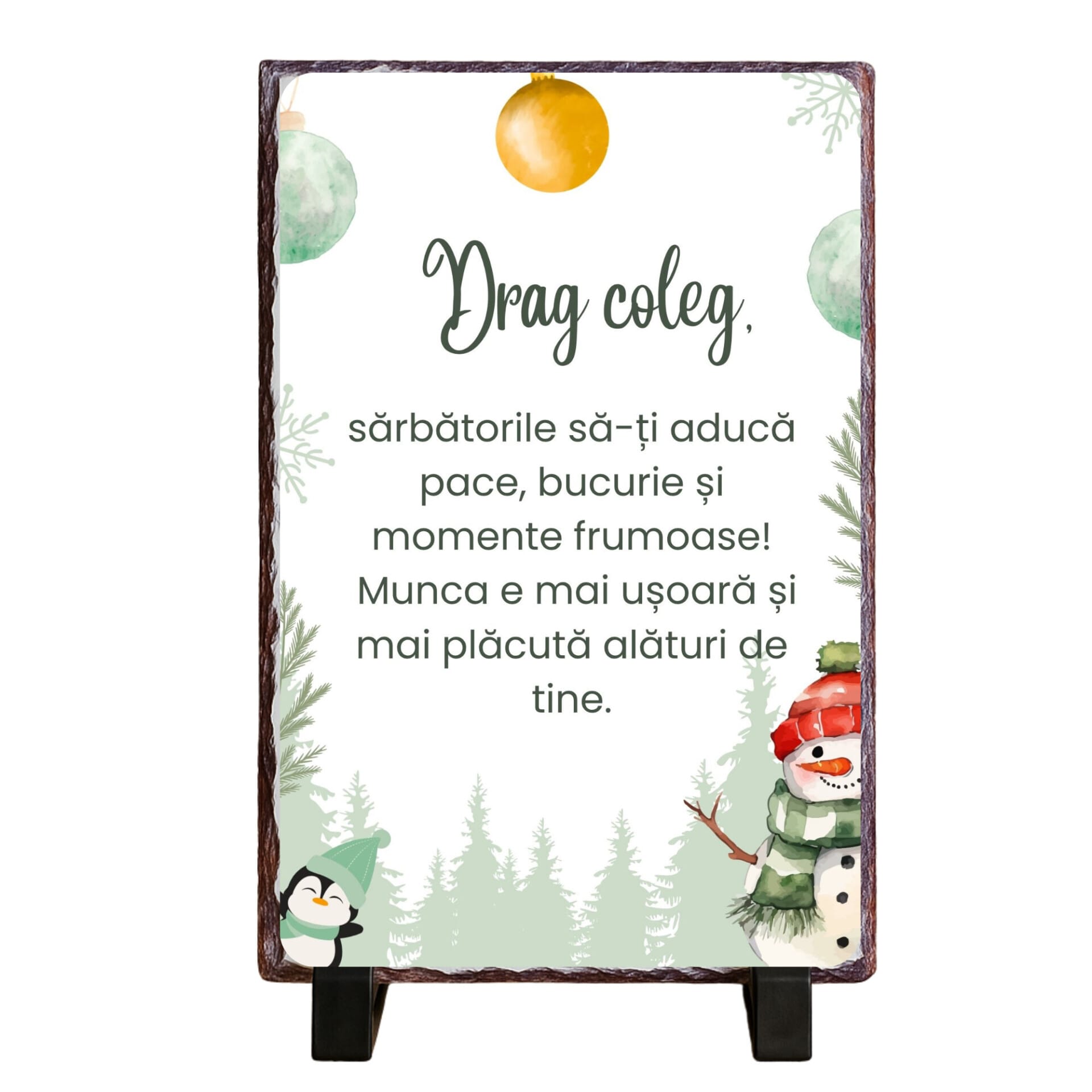 Placă ardezie personalizată Crăciun pentru coleg – mesaj de sărbători - imagine 2
