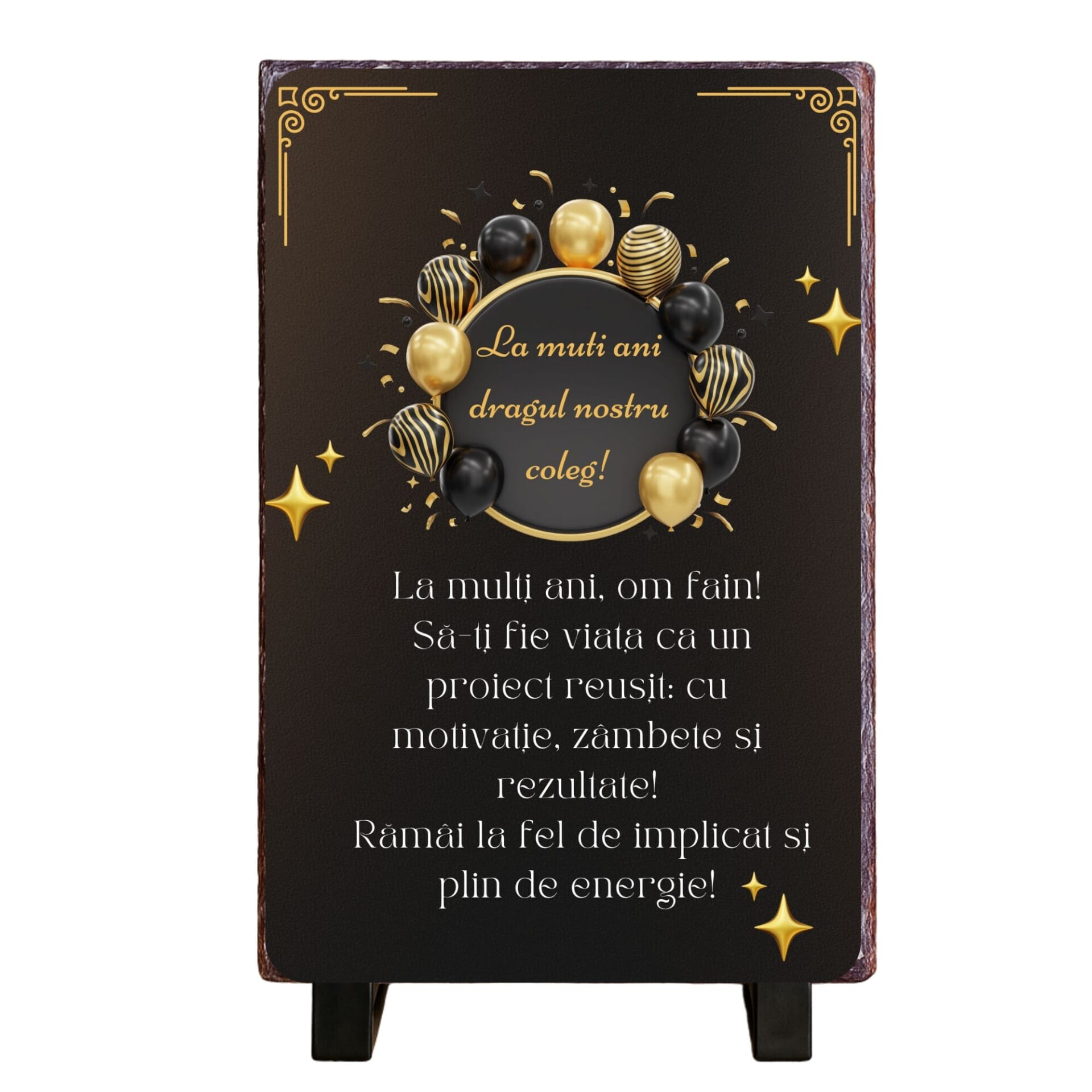 Placă ardezie „La mulți ani” pentru coleg – mesaj amuzant și motivațional - imagine 2