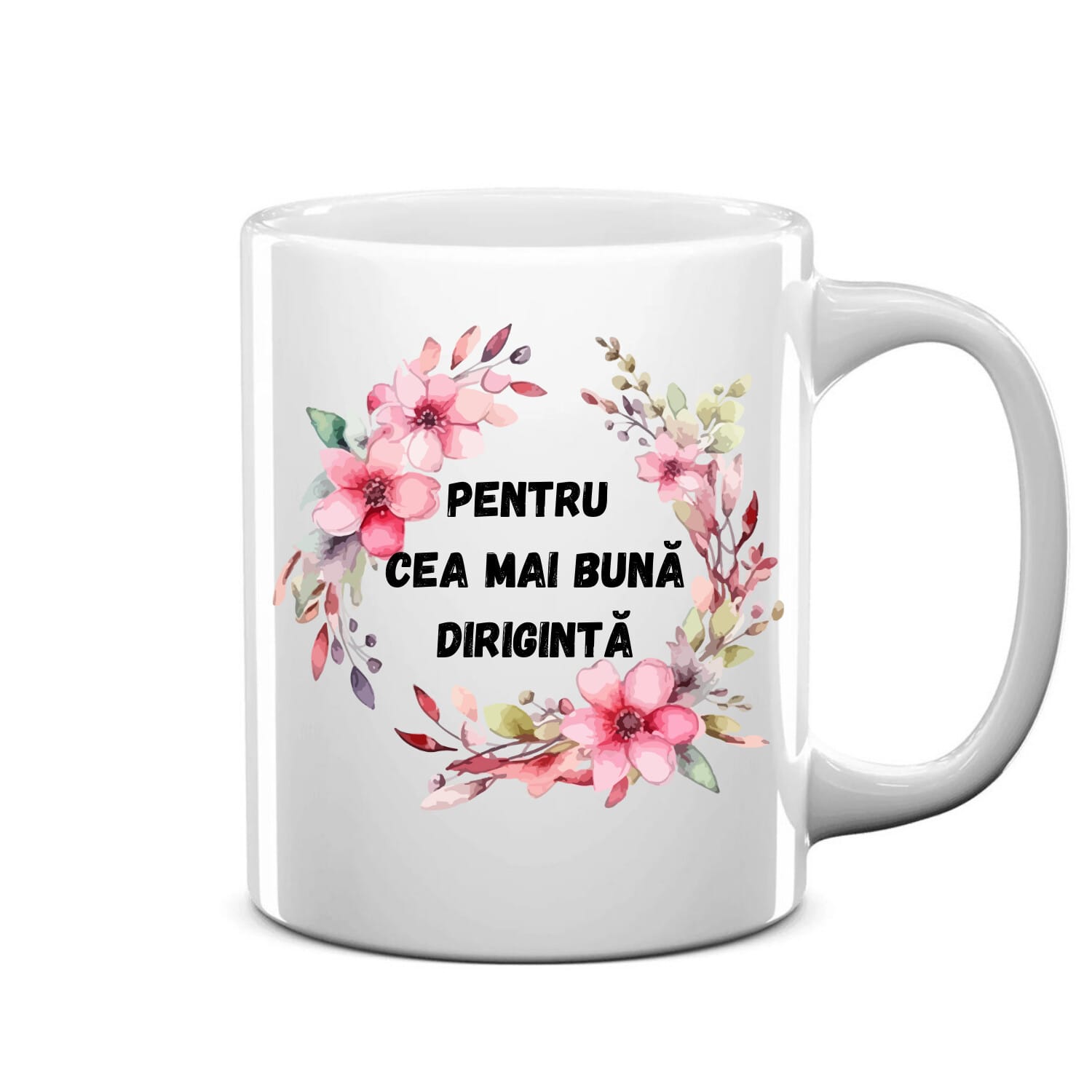Cană personalizată albă, înaltime 9,9 cm, pentru cea mai bună dirigintă