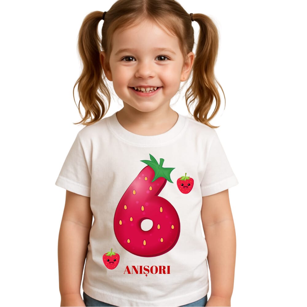 Tricou personalizat aniversar fetita, cifra 6 căpușunică