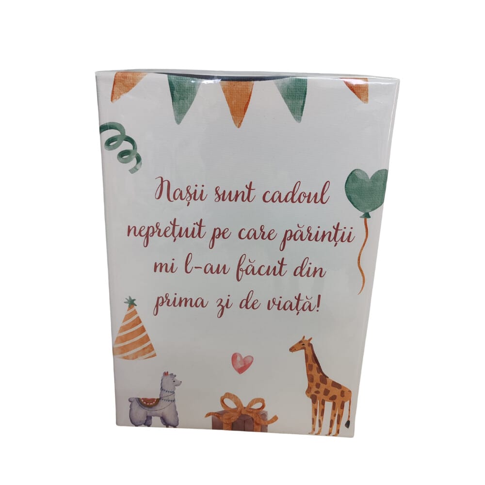 Tablou pe pânză personalizat nași sunt cadoul nepretuit, imagine girafă