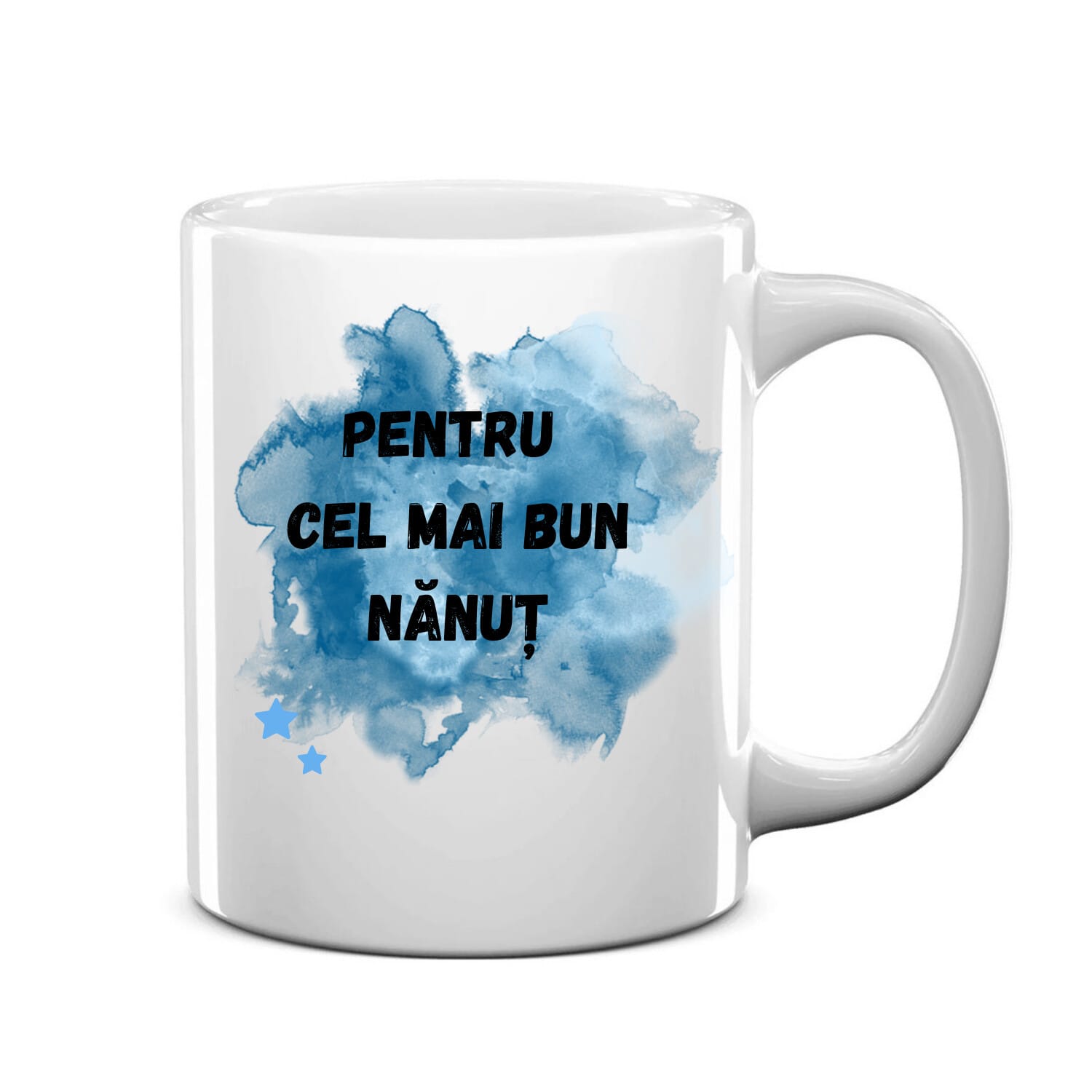 Cană personalizată albă, înaltime 9,9 cm, pentru cel mai bun nănuț!