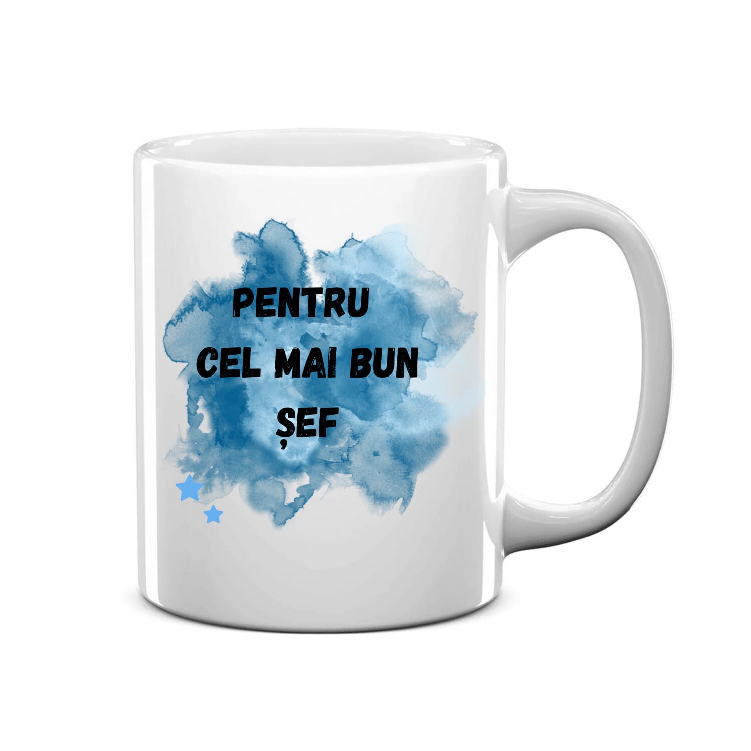 Cană personalizată albă, înaltime 9,9 cm, pentru cel mai bun șef