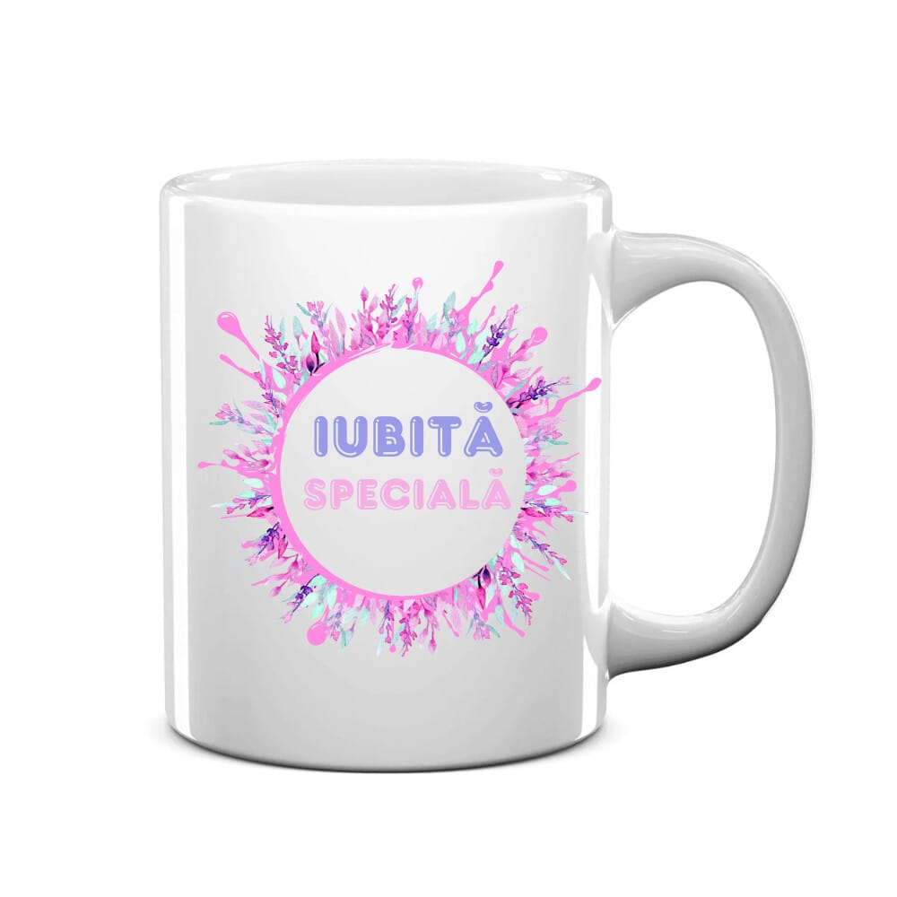Cana personalizata alba, inaltime 9,9 cm, iubită specială