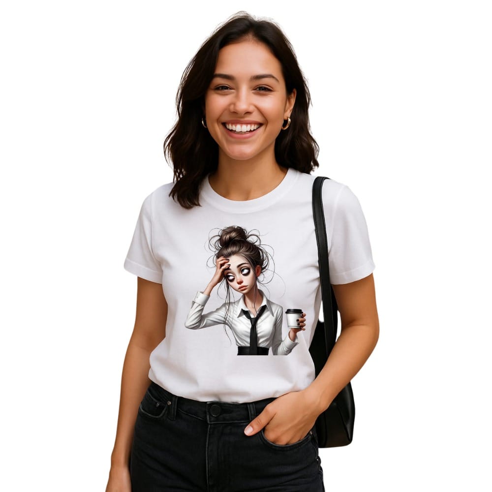 Tricou alb pentru femei, bumbac 100% – „Când cafeaua nu mai ajută” | Cadou pentru zile grele