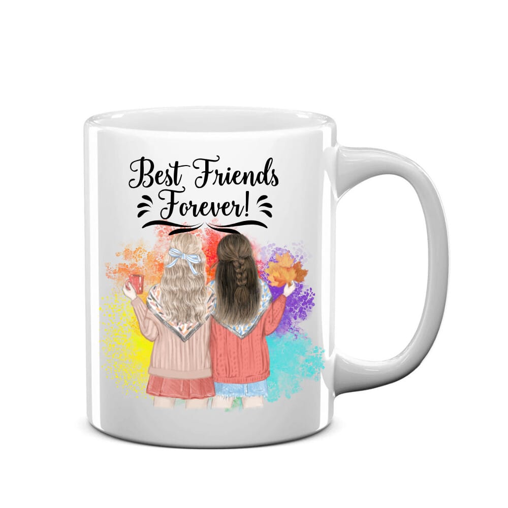 Cana personalizata alba, inaltime 9,9 cm, best friends forever