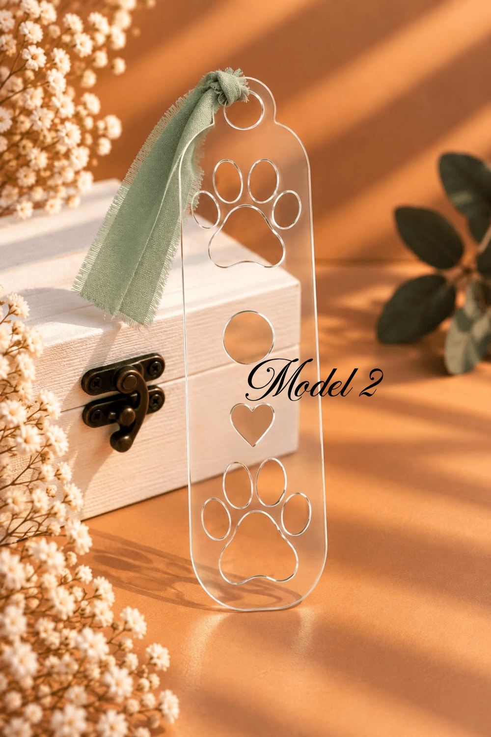 Semn de carte din plexiglas transparent 2 mm, model cu lăbuțe – 5 × 21 cm - imagine 3