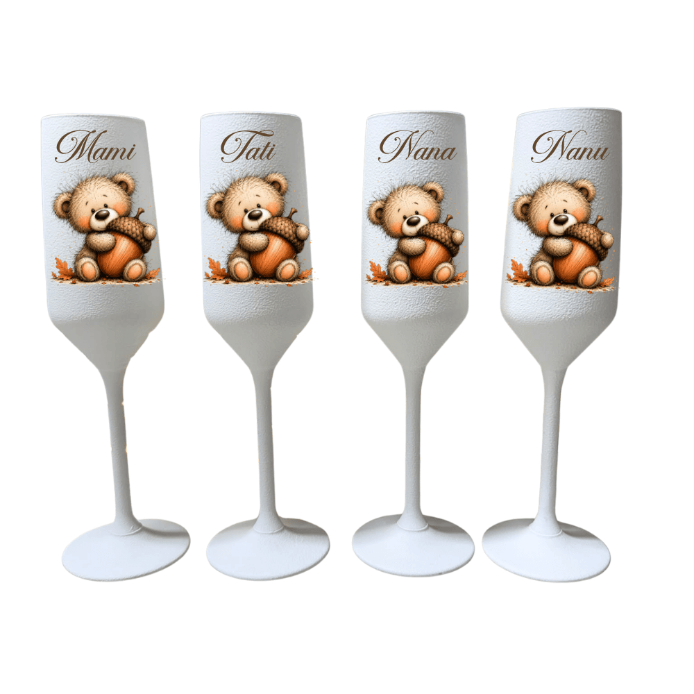 Set 4 pahare „Mami, Tati, Nana și Nanu” – Ursuleț cu ghindă