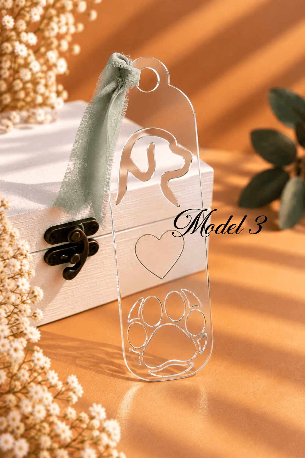 Semn de carte din plexiglas transparent 2 mm, model cu lăbuțe – 5 × 21 cm - imagine 2