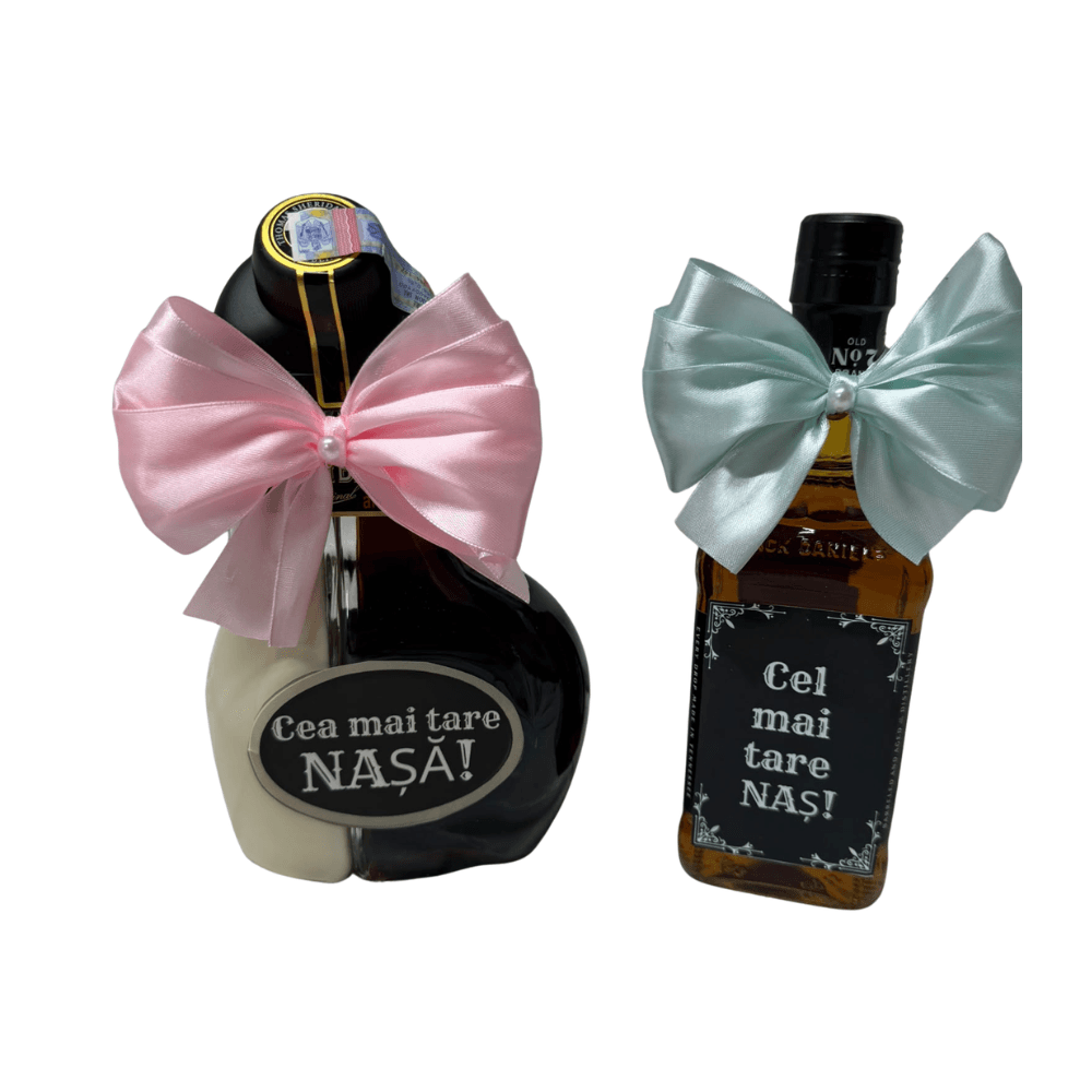 Set Premium Cerere Nași de Botez „Vreți să fiți nașii mei?”, Cutie cu Licheni și Flori, 2 Băuturi și 2 Pahare Model băiat Personalizate - imagine 6