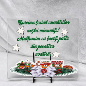 Placă acrilică decorativă de Crăciun pentru cumătri