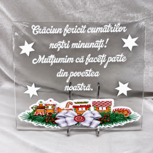 Placă acrilică pentru cumătri cu mesaj special